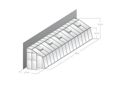 Gardn JUNIOR 750 - Anlehn-Gewächshaus mit 20 cm Türverlängerung