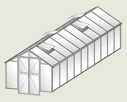 Gardn COMPACT 500 - Glasgewächshaus mit Türverlängerung