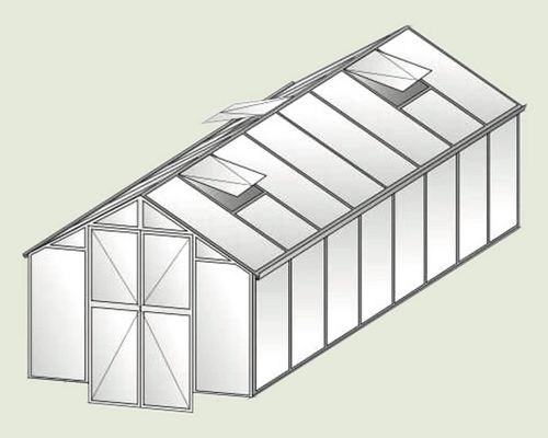 Gardn COMPACT 400 - Glasgewächshaus mit Türverlängerung