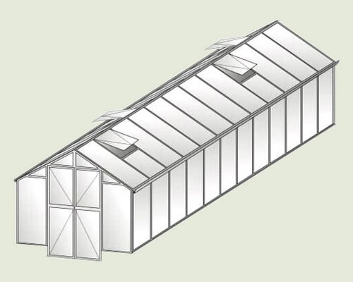 Gardn COMPACT 600 - Glasgewächshaus mit Türverlängerung